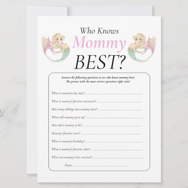 Convite Chá de Bebê Sereia. Quem Sabe poka pontos da Mamãe (Frente)