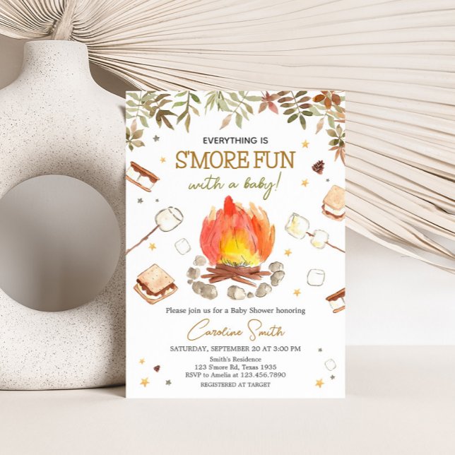 Convite Chá de Bebê S'more ao Redor da Fogueira (Everything Smore Fun Campfire Baby Shower Invitation)