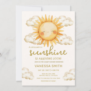 Convite Chá de Bebê Sol Neutro em Gênero Sunshine