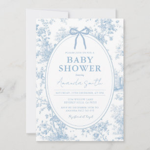 Convite Chá de Bebê Something Blue Vintage Floral Toile