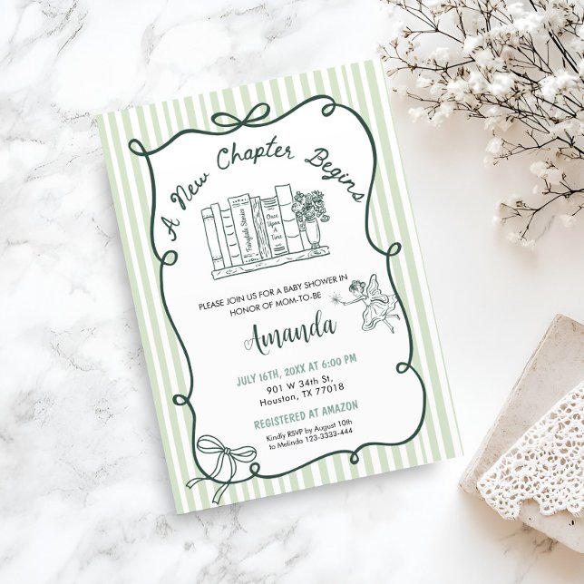 Convite Chá de Bebê Storybook Verde (Criador carregado)