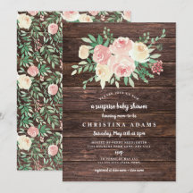 Chá de bebê surpresa Floral Rosa Madeira Rústica