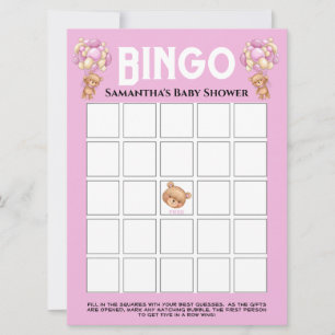 Convite Chá de Bebê Teddy Boy Cor-de-Rosa Espumante Bingo 