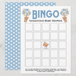 Convite Chá de Bebê Teddy Boy Jogo de Bingo Azul Espumante
