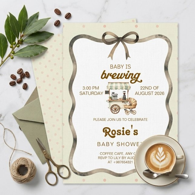 Convite Chá de Bebê Tema Café  (Criador carregado)
