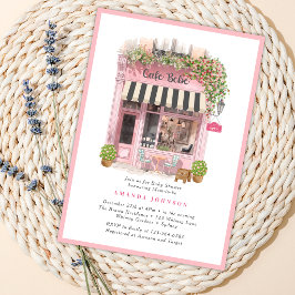 Convite Chá de Bebê Tema Café Parisiense Bonjour Bebe Rosa