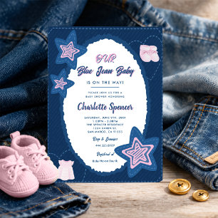 Convite Chá de Bebê Tema Denim Blue Jean