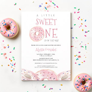 Convite Chá de Bebê tema Donut Watercolor Sweet One