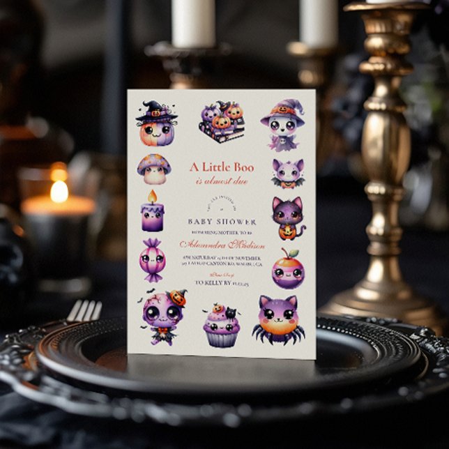 Convite Chá de Bebê Tema Little Boo Halloween Pastel (Criador carregado)