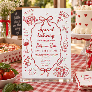 Convite Chá de Bebê Tema Pizza Italiana Entrega Especial