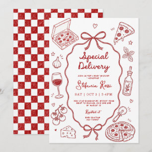 Convite Chá de Bebê Tema Pizza Italiana Entrega Especial