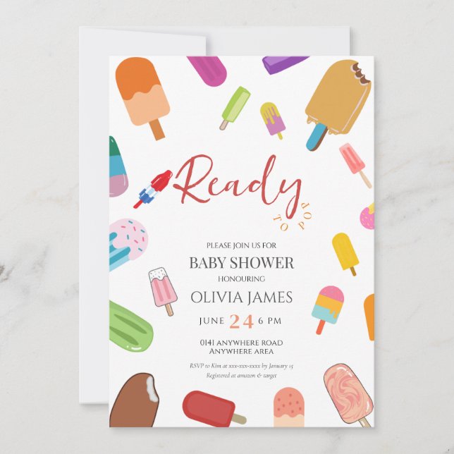 Convite Chá de bebê tema sorvete (Frente)
