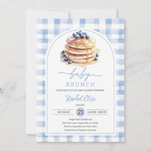 Convite Chá de Bebê Temático Brunch de Panqueca de Mirtilo