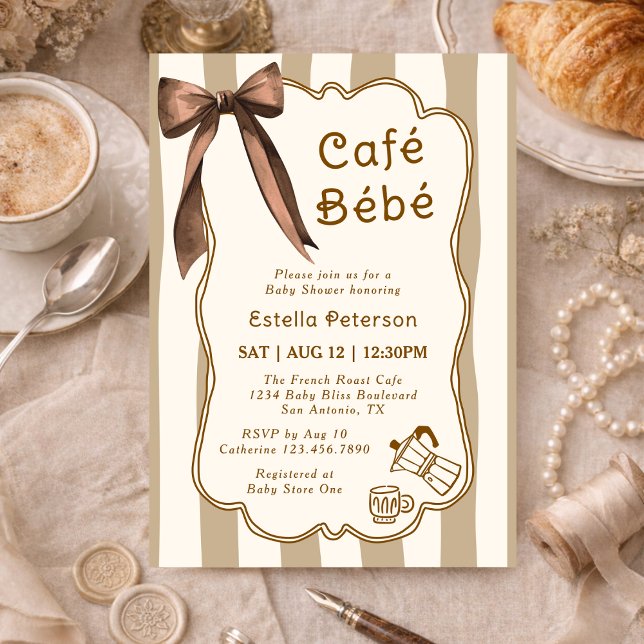 Convite Chá de Bebê Temático Café Bebe French Coffee Shop (Criador carregado)