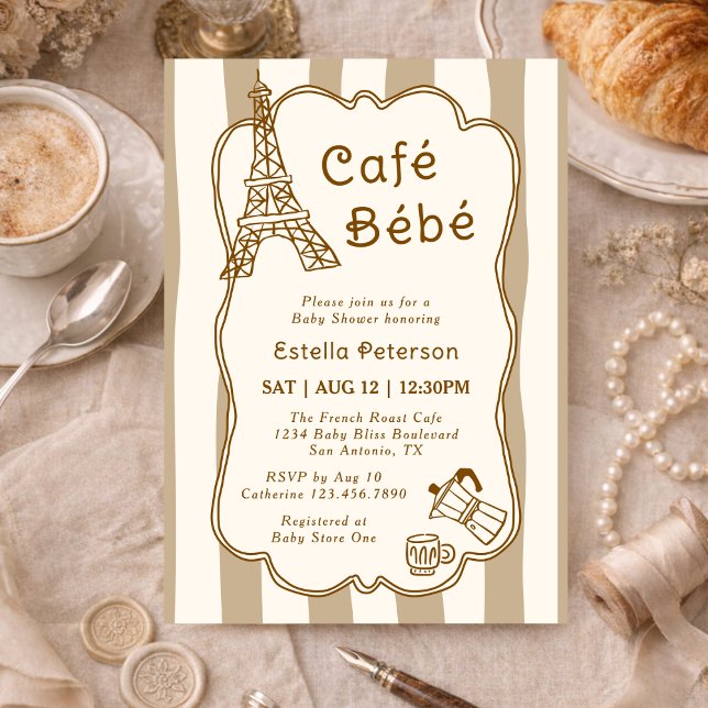 Convite Chá de Bebê Temático Café Bistrô Parisiense (Criador carregado)