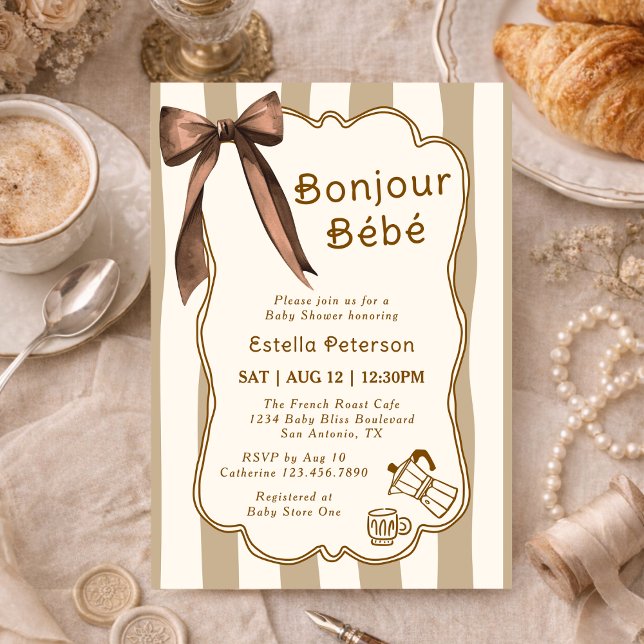Convite Chá de Bebê Temático Café Francês Bonjour Bebe (Criador carregado)