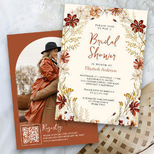 Convite Chá de Bebê Terracota Floral de Flores Silvestres