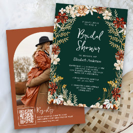 Convite Chá de Bebê Terracota Floral de Flores Silvestres 