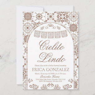 Convite Chá de Bebê Terracotta Cielito Lindo Papel Picado