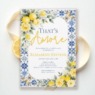 Convite Chá de Bebê That's Amore Limão e Floral Azul