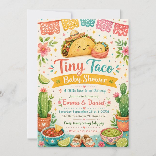 Convite Chá de Bebê Tiny Taco (Frente)