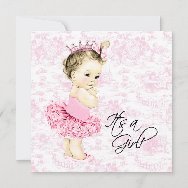 Convite Chá de Bebê Toile Rosa (Frente)