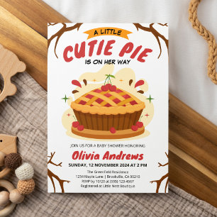 Convite Chá de Bebê Torta de Cereja Outono Uma Pequena Tor