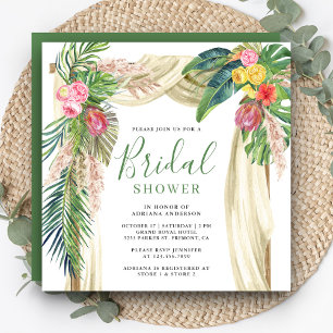 Convite Chá de Bebê Tropical Boho Pampas Arco de Praia
