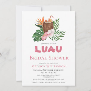 Convite Chá de Bebê Tropical Floral Cocktail Luau de Noiva