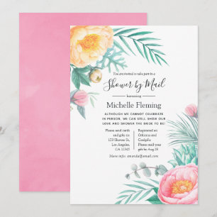 Convite Chá de Bebê Tropical Floral Pastel pelo Correio