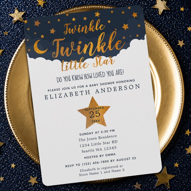 Convite Chá de Bebê Twinkle Twinkle Little Star (Criador carregado)