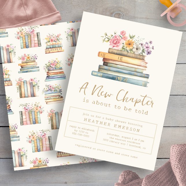 Convite Chá de Bebê Um Novo Capítulo (A New Chapter Baby Shower Invitation by Painted Paperie
)