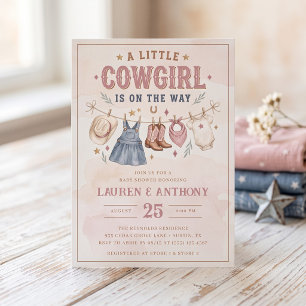 Convite Chá de Bebê Uma Pequena Cowgirl Está a Caminho Men