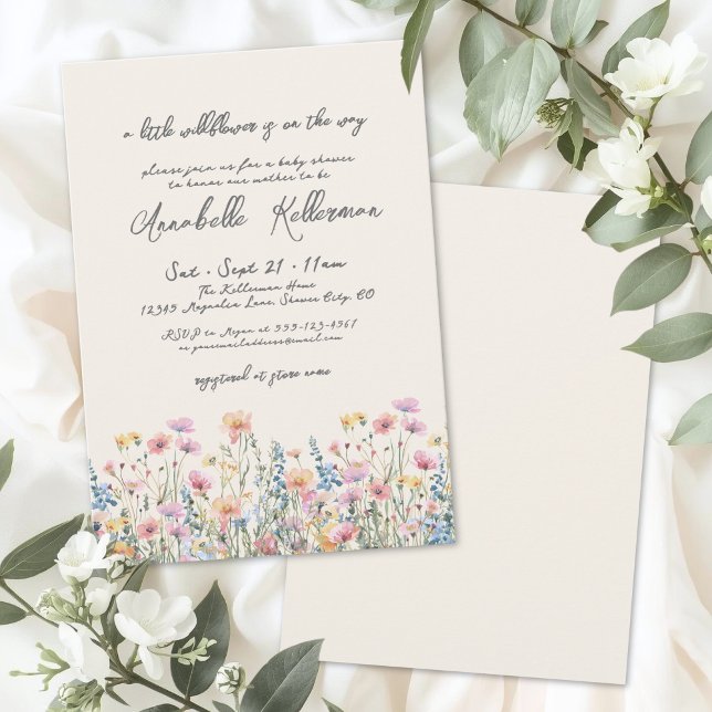 Convite Chá de Bebê Uma Pequena Flor Silvestre (A Little Wildflower Baby Shower Invitation)