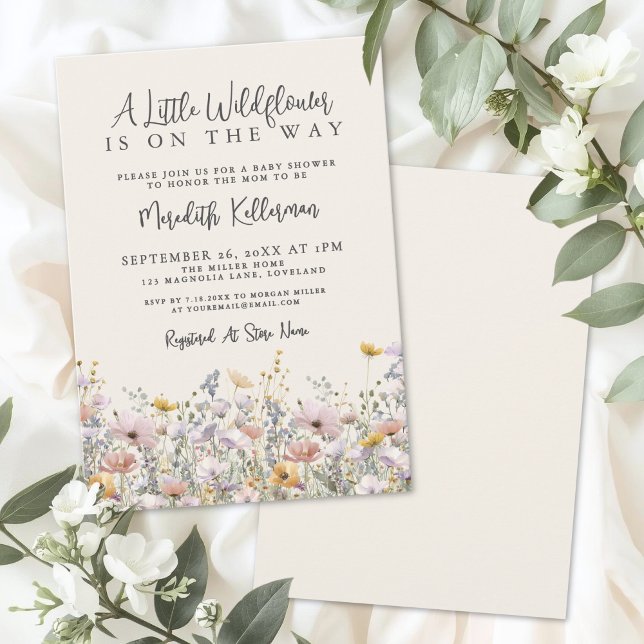Convite Chá de Bebê Uma Pequena Flor Silvestre (A Little Wildflower Baby Shower Invitation)