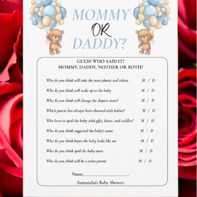 Convite Chá de Bebê Ursinho Azul Mamãe ou Papai (Celebrate your little one with our Baby Shower Teddy Blue Mommy or Daddy theme)