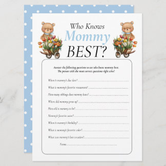 Convite Chá de Bebê ursinho Floral Menino Quem Sabe Mamãe