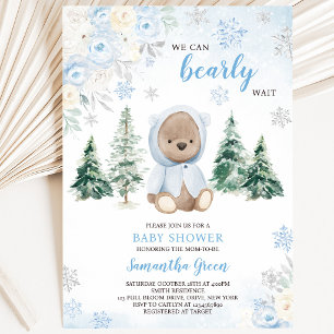 Convite Chá de Bebê Urso Azul de Inverno