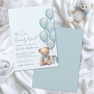 Convite Chá de Bebê Urso Azul Mal Podemos Esperar
