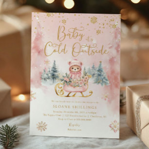 Convite Chá de Bebê Urso de Natal Baby It's Cold Outside