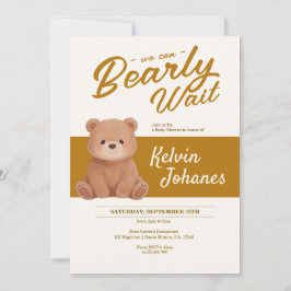Convite Chá de Bebê Urso de Pelúcia Bearly Wait Despojado