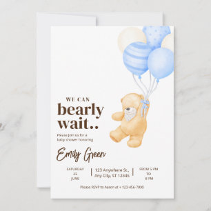 Convite Chá de Bebê Urso de Pelúcia Mal Podemos Esperar mi