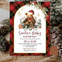 Chá de Bebê Urso Festa de Natal Vermelho Tartan