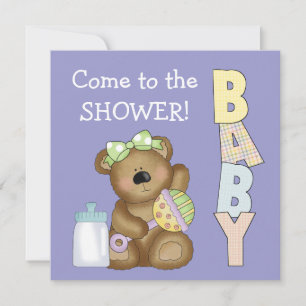 Convite Chá de Bebê + Urso Fofo com Chocalho de Bebê + Mam