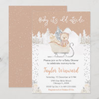 Chá de Bebê Urso Marrom de Inverno Trenó