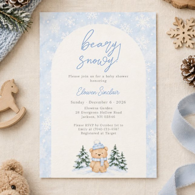 Convite Chá de Bebê Urso Nevado Beary  (Criador carregado)