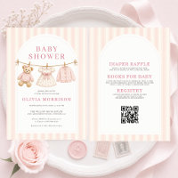 Chá de Bebê Urso Préppy Rosa Menina