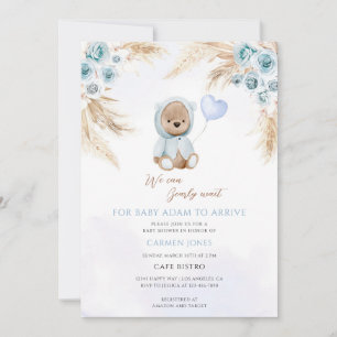 Convite Chá de Bebê Urso Teddy Boho