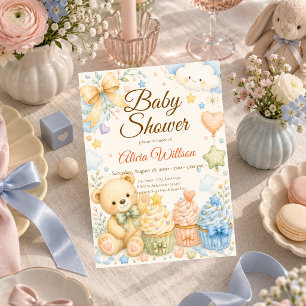 Convite Chá de Bebê Urso Teddy Caprichoso