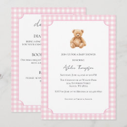 Convite Chá de Bebê Urso Teddy Clássico Preppy Completo